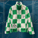 Front view of Louis Vuitton luxury clothing with signature branding