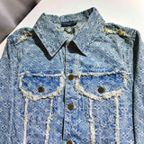 Side profile of Louis Vuitton luxury clothing with signature branding