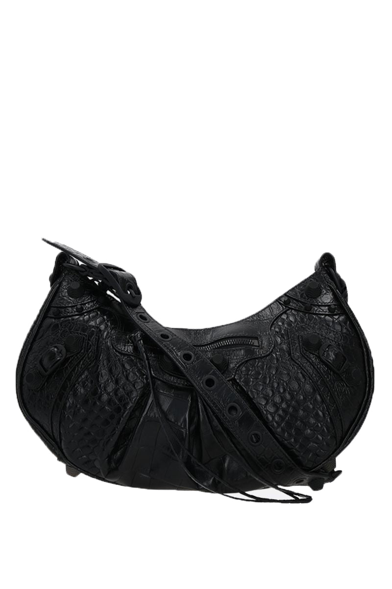 Balenciaga Le Cagole S in Croc Embossed Leather | Studded Leather Shoulder Bag