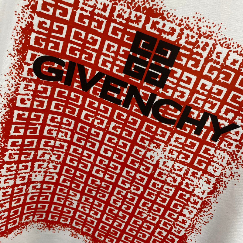 Flat lay presentation of Givenchy luxury clothing with signature branding