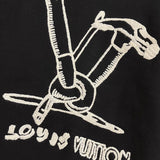 Flat lay presentation of Louis Vuitton luxury clothing with logo-detail design