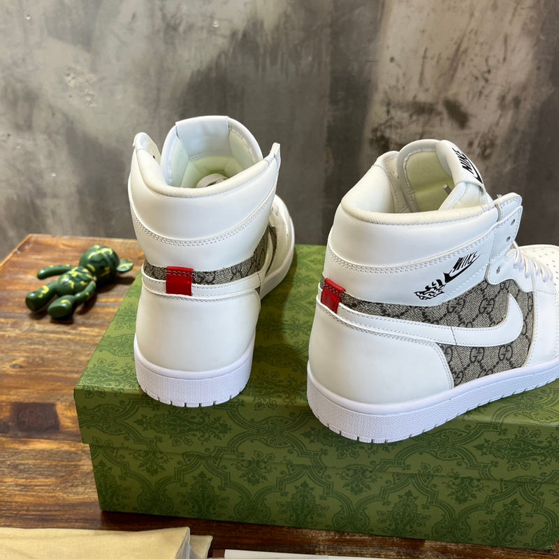 Gucci two-tone luxury sneakers view 5 signature lace-up style