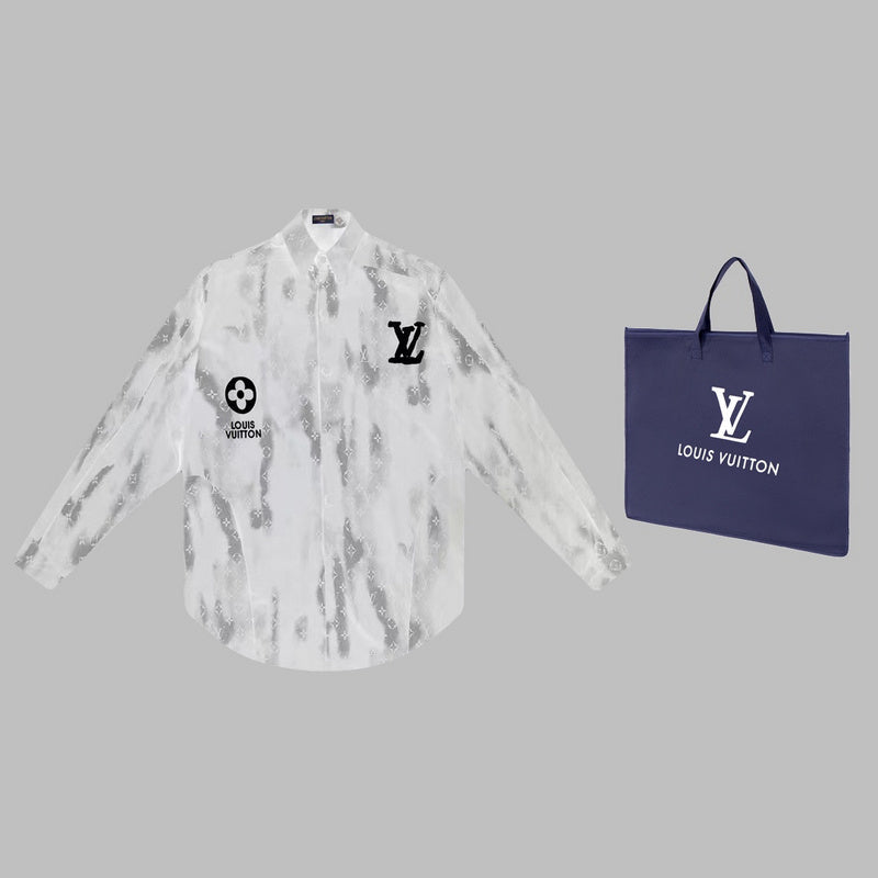 Back view of Louis Vuitton luxury clothing with logo-detail design