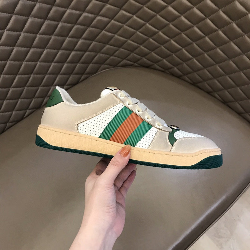 Gucci soft grey luxury sneakers view 5 bold athletic profile