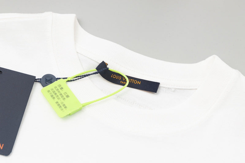 Close-up detail shot of Louis Vuitton cotton t-shirt with contemporary cut