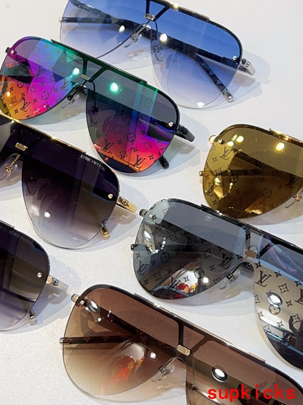 Close-up detail view of Louis Vuitton unisex sunglasses