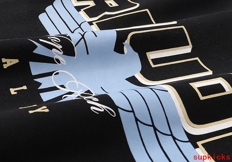 Back view of Rhude luxury clothing with signature branding