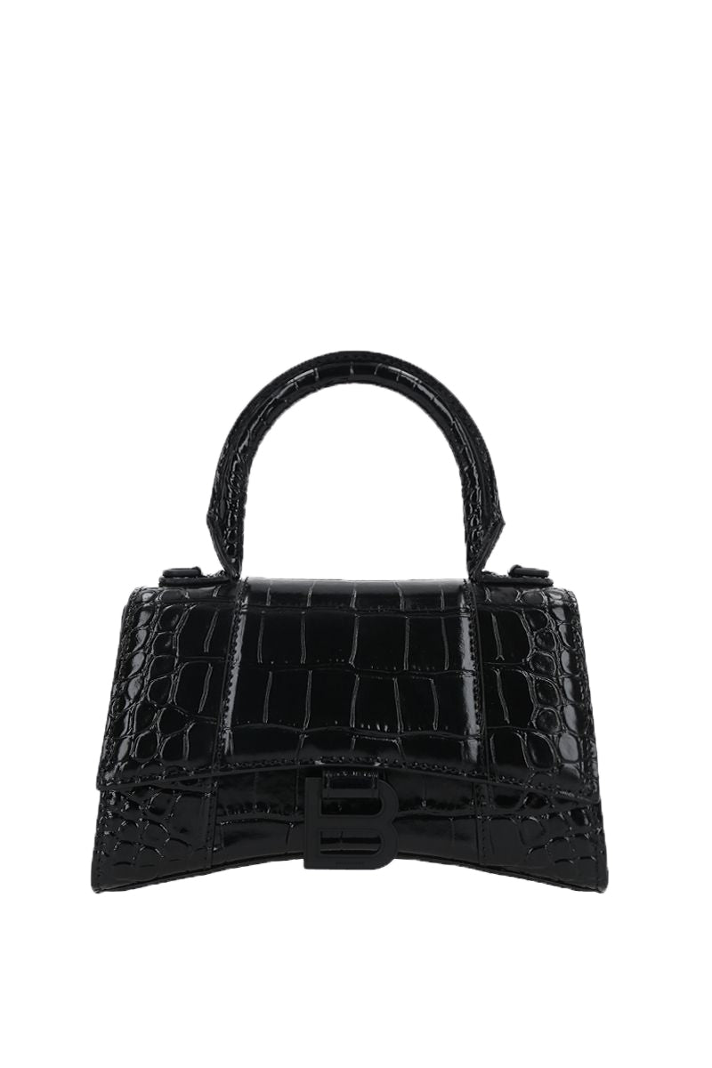 Balenciaga Hourglass XS in Croc Embossed Leather | Designer Top Handle Bag