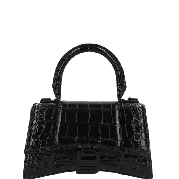 Balenciaga Hourglass XS in Croc Embossed Leather | Designer Top Handle Bag