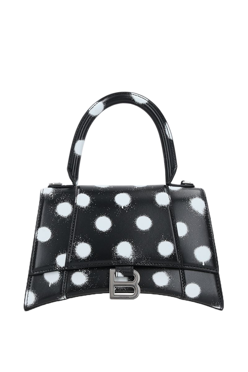 Balenciaga Hourglass Small Bag in Sprayed Polka Dots Print | Designer Top Handle Bag
