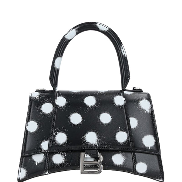 Balenciaga Hourglass Small Bag in Sprayed Polka Dots Print | Designer Top Handle Bag