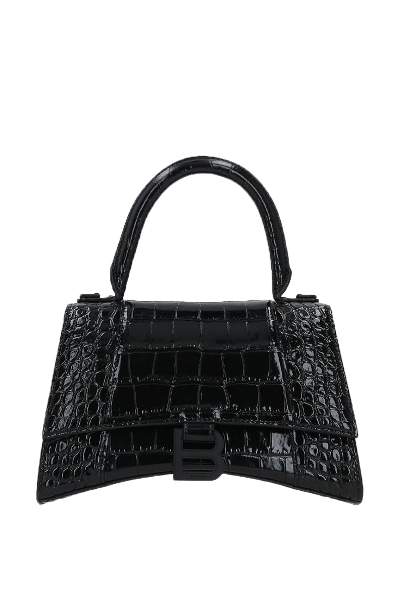 Balenciaga Hourglass S in Croc Embossed Leather | Designer Top Handle Bag