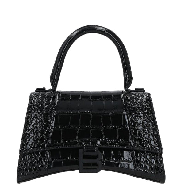 Balenciaga Hourglass S in Croc Embossed Leather | Designer Top Handle Bag