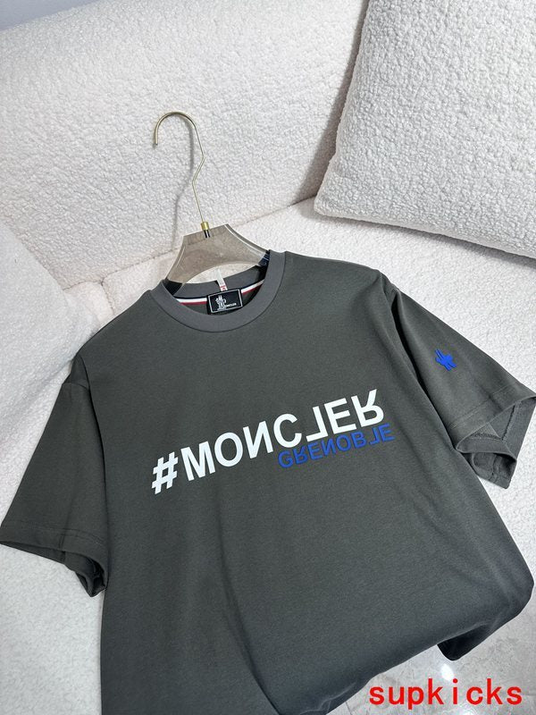 Side profile of Moncler luxury clothing with signature branding