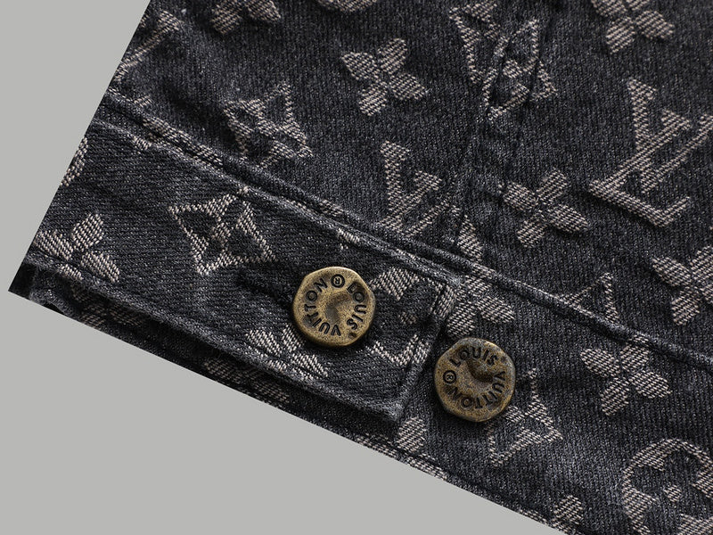 Side profile of Louis Vuitton luxury clothing with signature branding