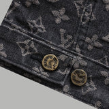 Side profile of Louis Vuitton luxury clothing with signature branding