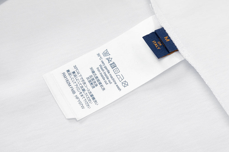 Close-up detail shot of Louis Vuitton cotton t-shirt with relaxed-fit cut