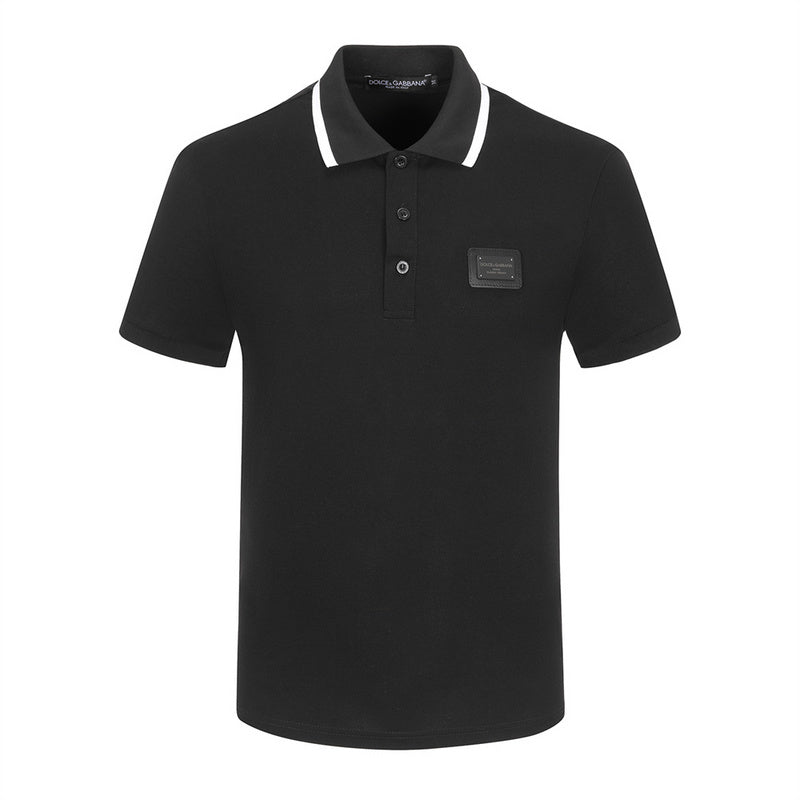 Front view of Polo cotton polo shirt with logo-detail design