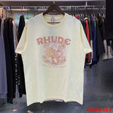 Close-up detail shot of Rhude luxury clothing with tailored silhouette