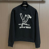 Front view of Louis Vuitton luxury clothing with logo-detail design