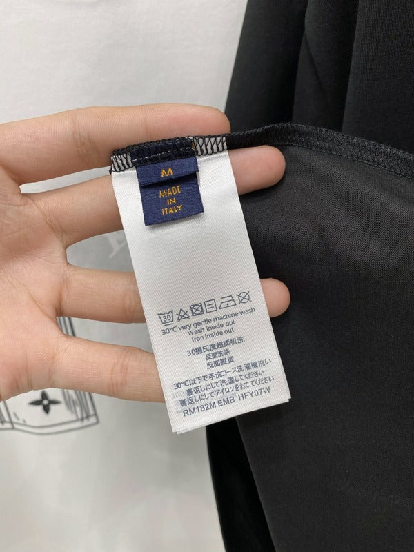 Close-up detail shot of Louis Vuitton cotton t-shirt with everyday silhouette