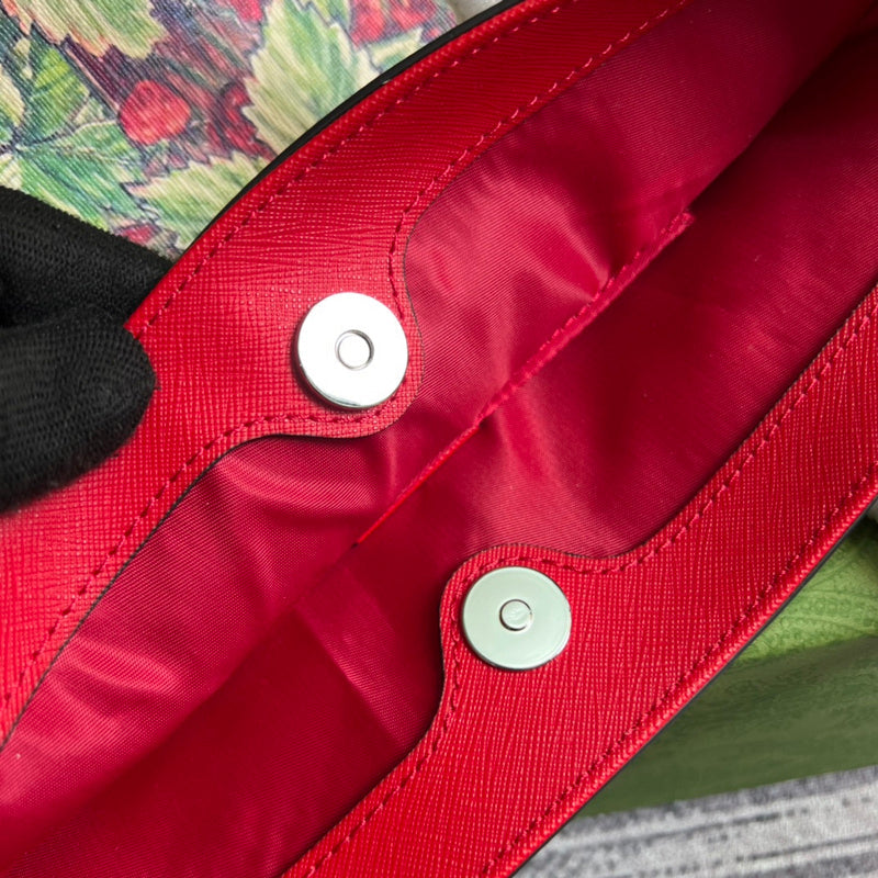 Side view of sophisticated structured handbag