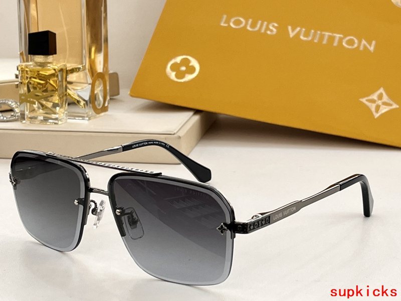 Close-up detail view of Louis Vuitton unisex sunglasses