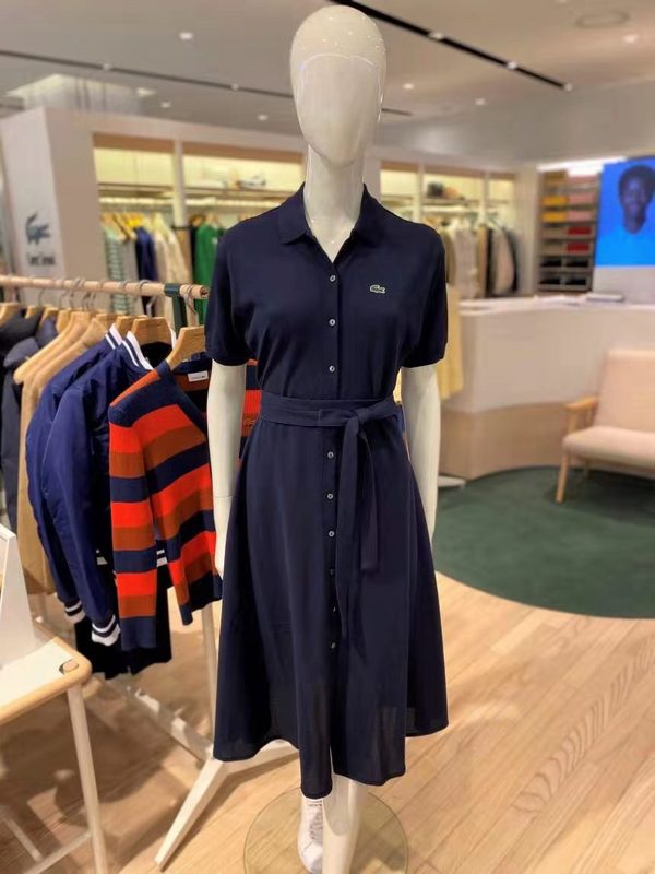 Full styled look of Lacoste luxury clothing with logo-detail design