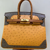 Side view of structured structured handbag