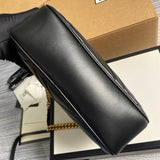 Top view of sleek modern women's handbag – women's designer-style accessory