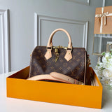 Side profile of classic sleek women's handbag – women's statement bag