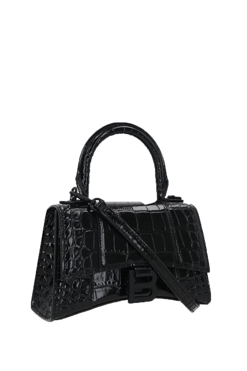 Balenciaga Hourglass XS in Croc Embossed Leather | Designer Top Handle Bag