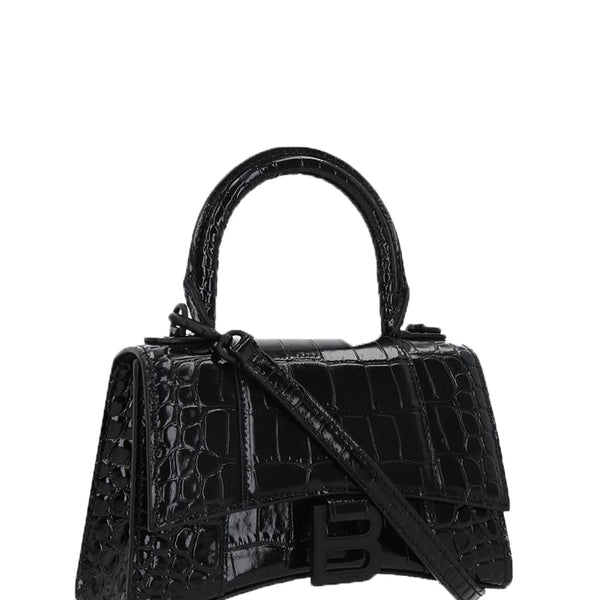 Balenciaga Hourglass XS in Croc Embossed Leather | Designer Top Handle Bag