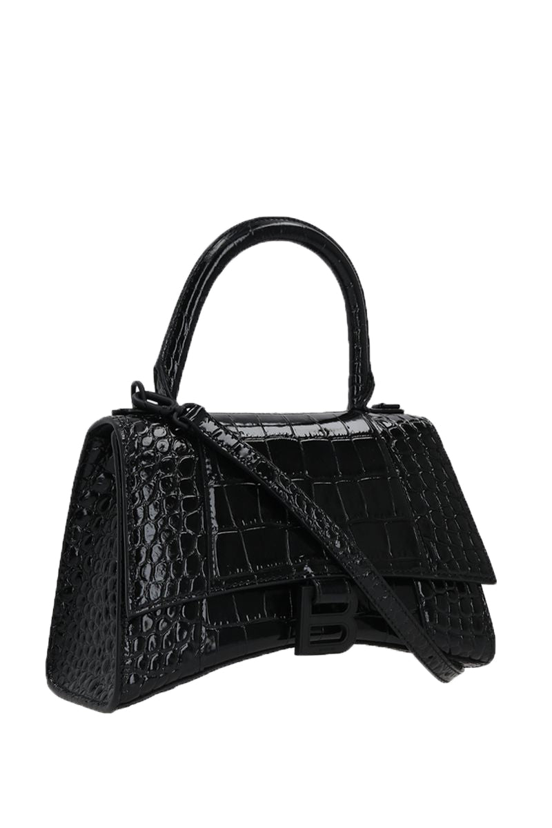 Balenciaga Hourglass S in Croc Embossed Leather | Designer Top Handle Bag