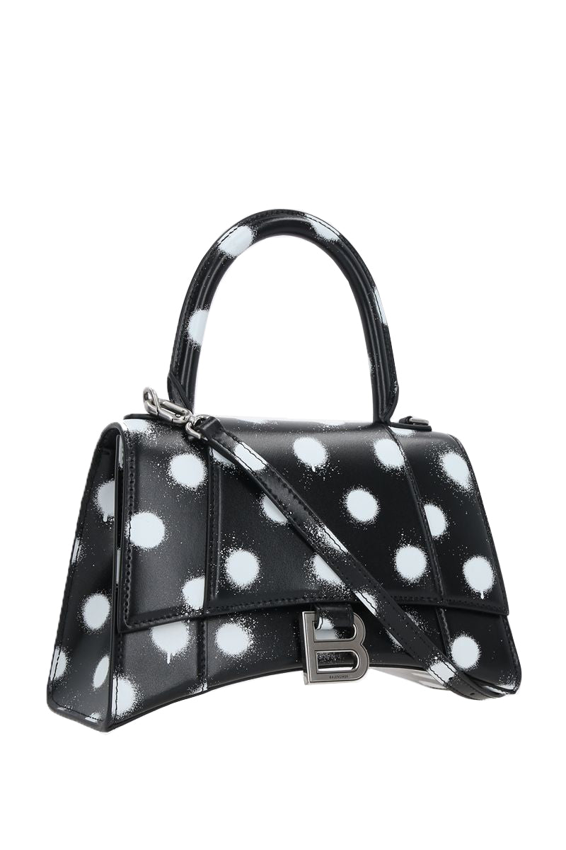 Balenciaga Hourglass Small Bag in Sprayed Polka Dots Print | Designer Top Handle Bag