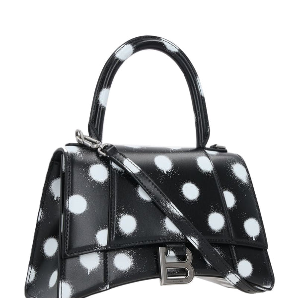 Balenciaga Hourglass Small Bag in Sprayed Polka Dots Print | Designer Top Handle Bag