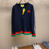 Front view of Gucci luxury clothing with label-forward styling