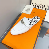 Hermès White Slide Sandals - Lifestyle Styling Shot