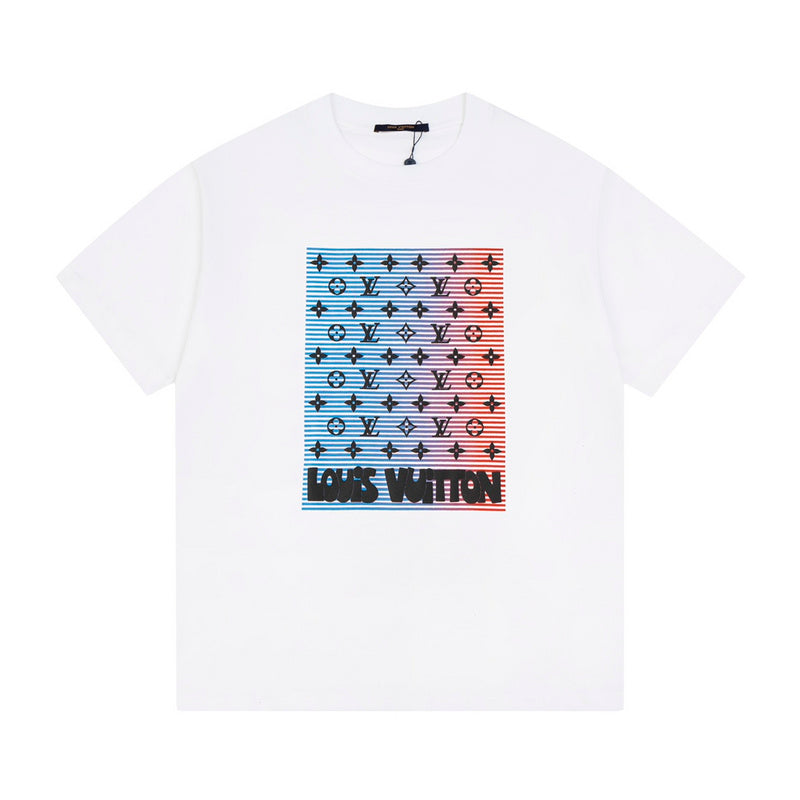 Close-up detail shot of Louis Vuitton cotton t-shirt with contemporary cut