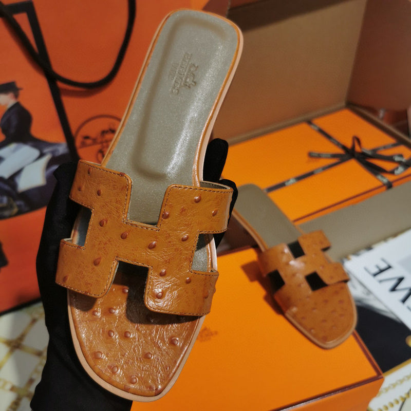 Hermès Burgundy Slide Sandals - Front View