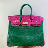 Side view of considered structured handbag