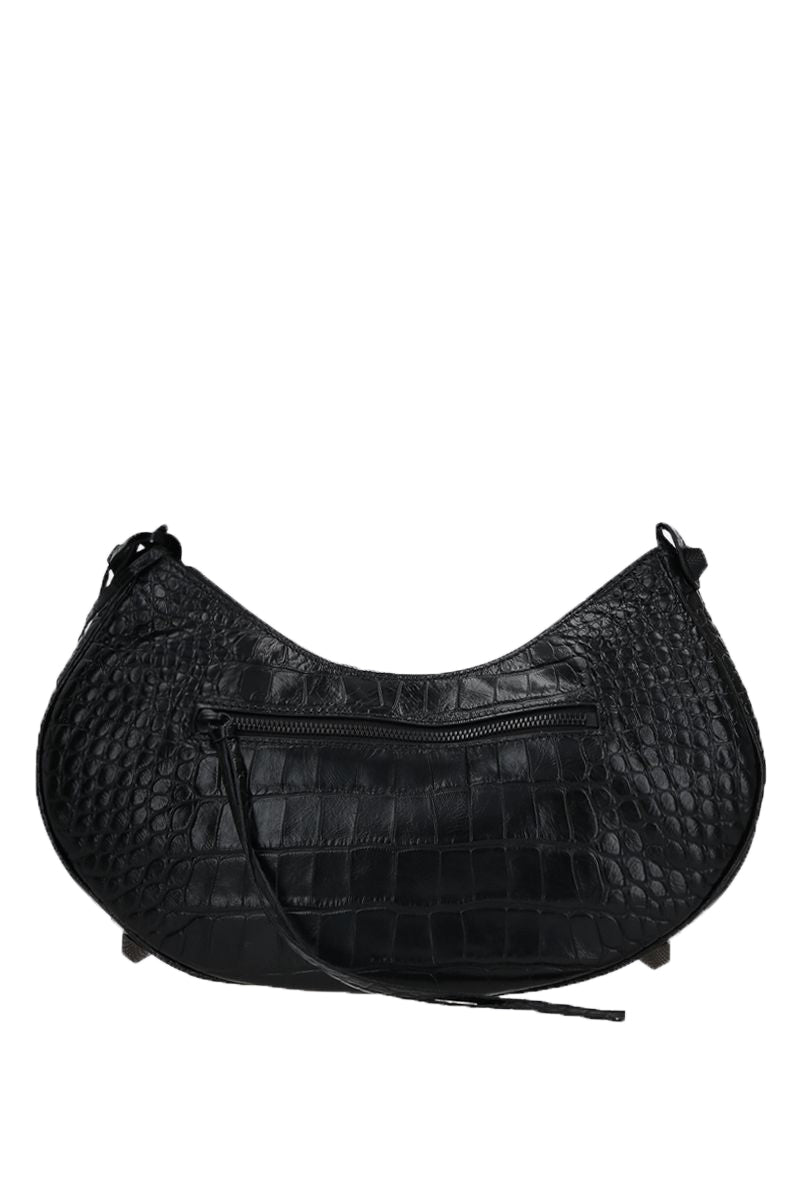Balenciaga Le Cagole S in Croc Embossed Leather | Studded Leather Shoulder Bag
