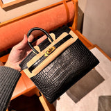 Side view of contemporary structured handbag