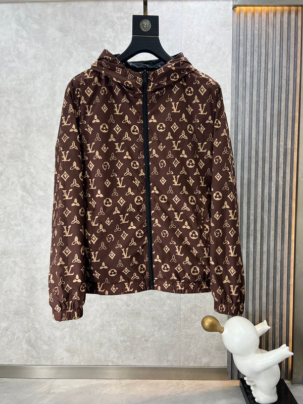Full styled look of Louis Vuitton luxury clothing with label-forward styling