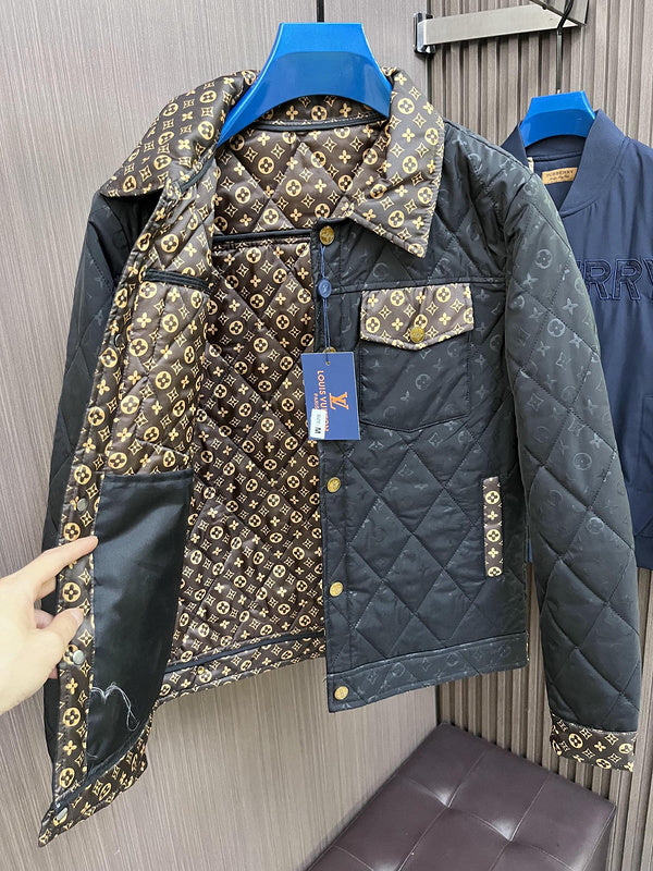 Close-up detail shot of Louis Vuitton luxury clothing with streetwear-inspired cut