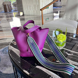 Side view of crisp structured handbag