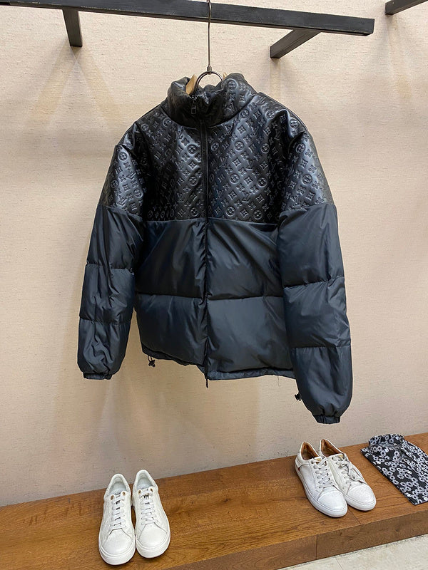 Back view of Louis Vuitton luxury clothing with label-forward styling