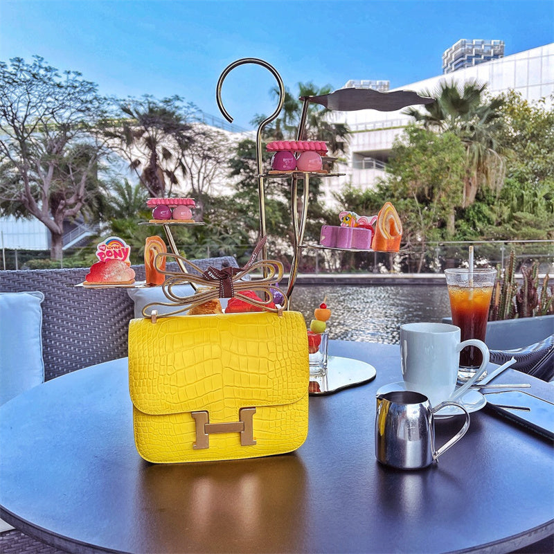 Side view of timeless structured handbag