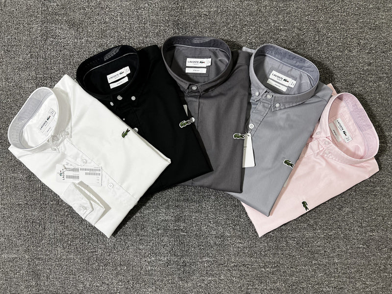 Side profile of Lacoste luxury clothing with logo-detail design
