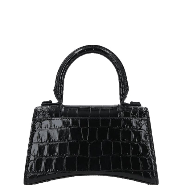 Balenciaga Hourglass XS in Croc Embossed Leather | Designer Top Handle Bag